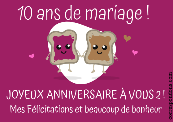 Textes 10 Ans De Mariage Felicitations Humour Message Carte